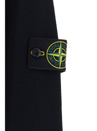 Stone Island Men Black Sweater With High Collar And Logo Patch On The Sleeve In Cotton Men