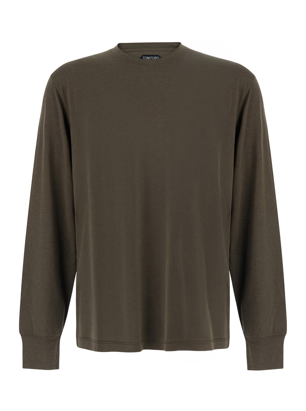 Tom Ford Men Brown Long Sleeve T-Shirt With Logo On The Front In Blend Cotton Men