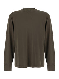 Tom Ford Men Brown Long Sleeve T-Shirt With Logo On The Front In Blend Cotton Men