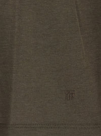 Tom Ford Men Brown Long Sleeve T-Shirt With Logo On The Front In Blend Cotton Men