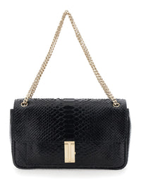 TOM FORD Tom Ford Women Black Crossbody Bag With T Closure In Glossy Snake Effect Leather For Women