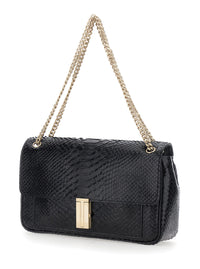 TOM FORD Tom Ford Women Black Crossbody Bag With T Closure In Glossy Snake Effect Leather For Women