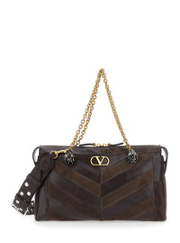 Valentino Garavani Women 'Panthea Medium' Brown Shoulder Bag With Vlogo Plaque On The Front In Leather For Women