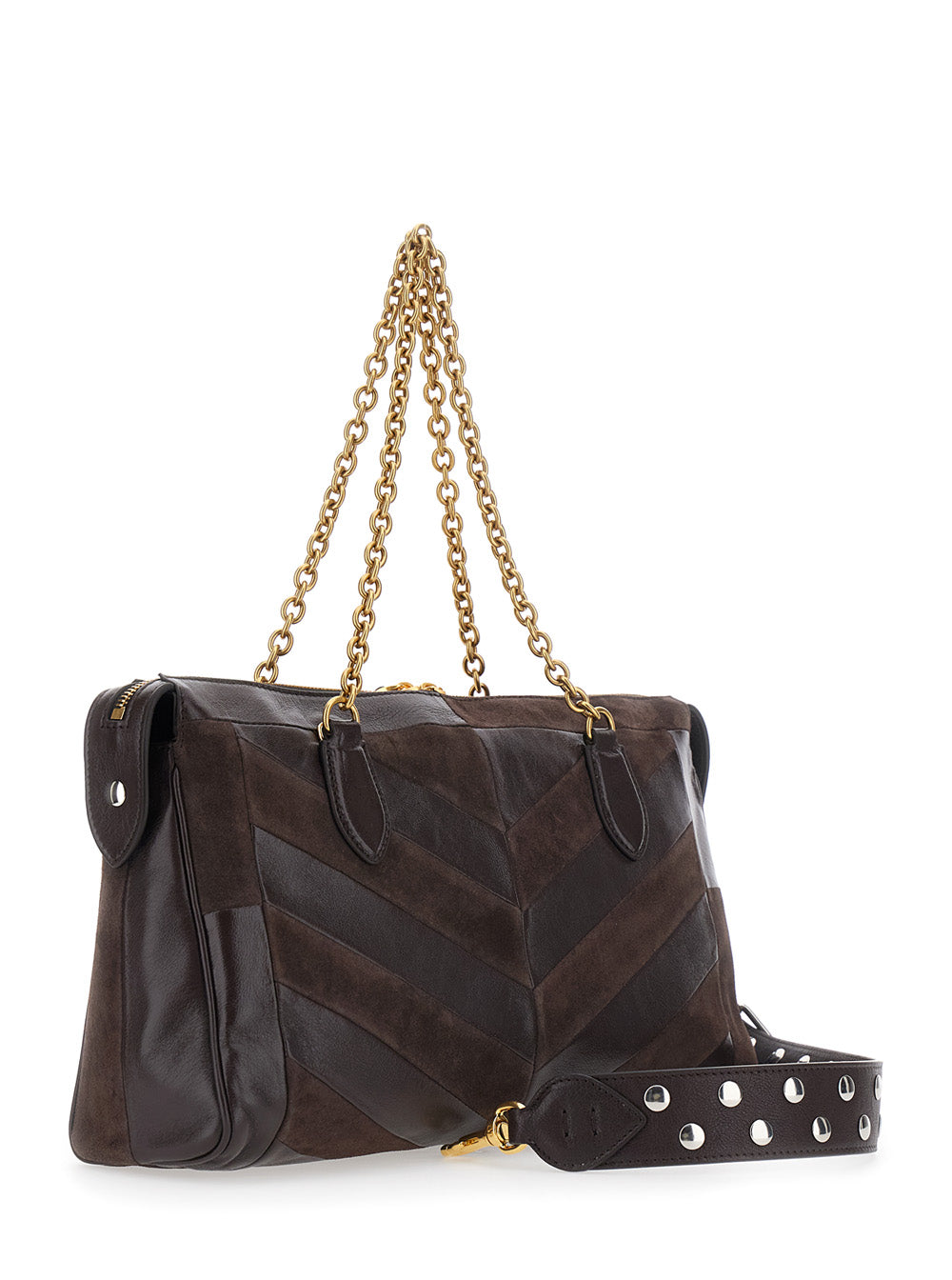 Valentino Garavani Women 'Panthea Medium' Brown Shoulder Bag With Vlogo Plaque On The Front In Leather For Women
