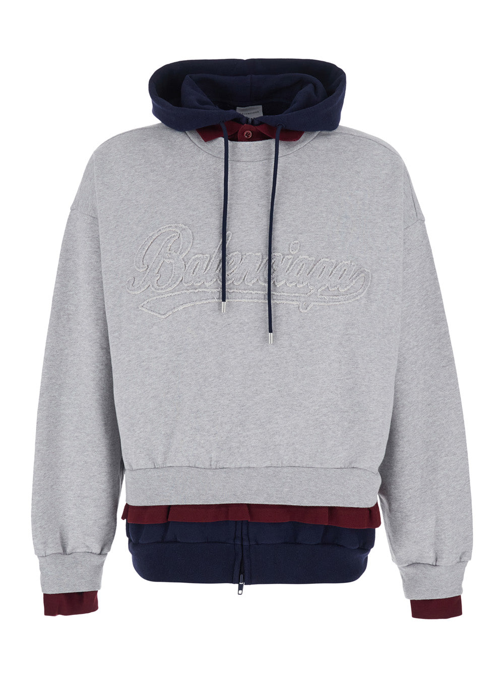 Balenciaga Men Grey Hoodie With Embossed Logo On The Front In Cotton Blend Men