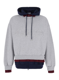 Balenciaga Men Grey Hoodie With Embossed Logo On The Front In Cotton Blend Men