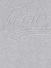 Balenciaga Men Grey Hoodie With Embossed Logo On The Front In Cotton Blend Men