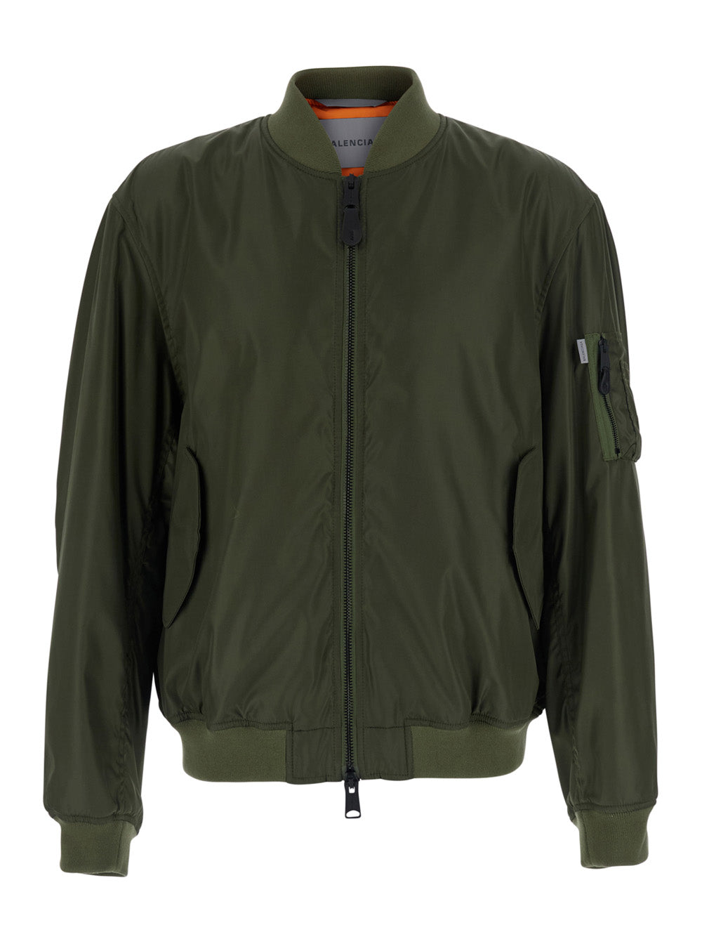 Balenciaga Men Green Bomber With Embossed Logo On The Sleeve In Tech Fabric Men