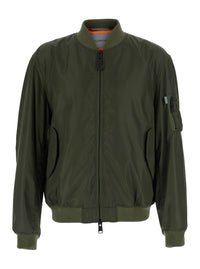 Balenciaga Men Green Bomber With Embossed Logo On The Sleeve In Tech Fabric Men