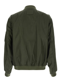 Balenciaga Men Green Bomber With Embossed Logo On The Sleeve In Tech Fabric Men