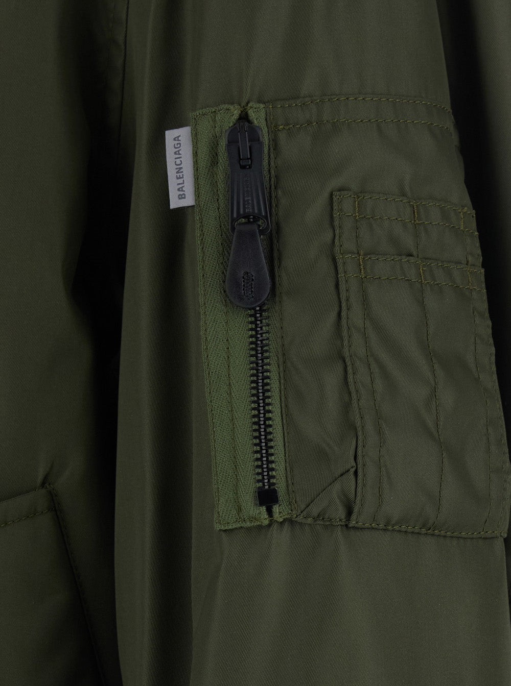 Balenciaga Men Green Bomber With Embossed Logo On The Sleeve In Tech Fabric Men