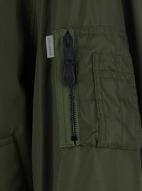 Balenciaga Men Green Bomber With Embossed Logo On The Sleeve In Tech Fabric Men