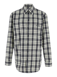 Balenciaga Men Black And White Shirt With All-Over Stripe Motif In Cotton Flannel For Men