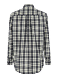 Balenciaga Men Black And White Shirt With All-Over Stripe Motif In Cotton Flannel For Men