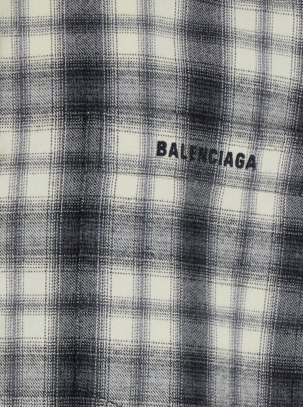 Balenciaga Men Black And White Shirt With All-Over Stripe Motif In Cotton Flannel For Men