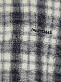 Balenciaga Men Black And White Shirt With All-Over Stripe Motif In Cotton Flannel For Men