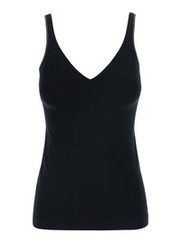 BRUNELLO CUCINELLI Brunello Cucinelli Women Black V-Neck Top With Jewelry Details On The Edges In Cotton For Women