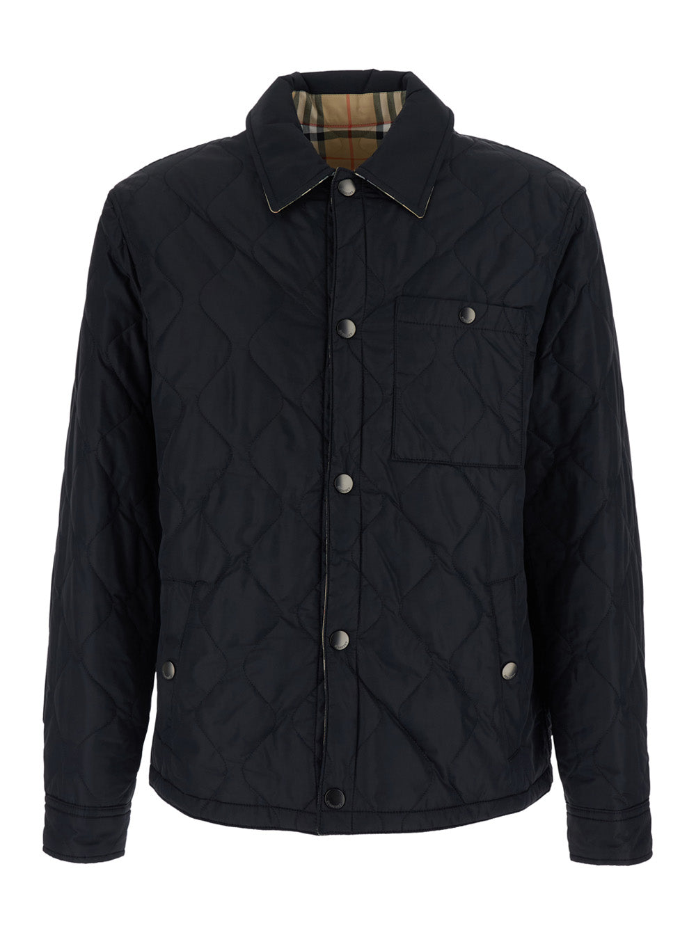 Burberry Men 'Brighton' Black Jacket With Quilted Motif And Reversible Design In Tech Fabric Men