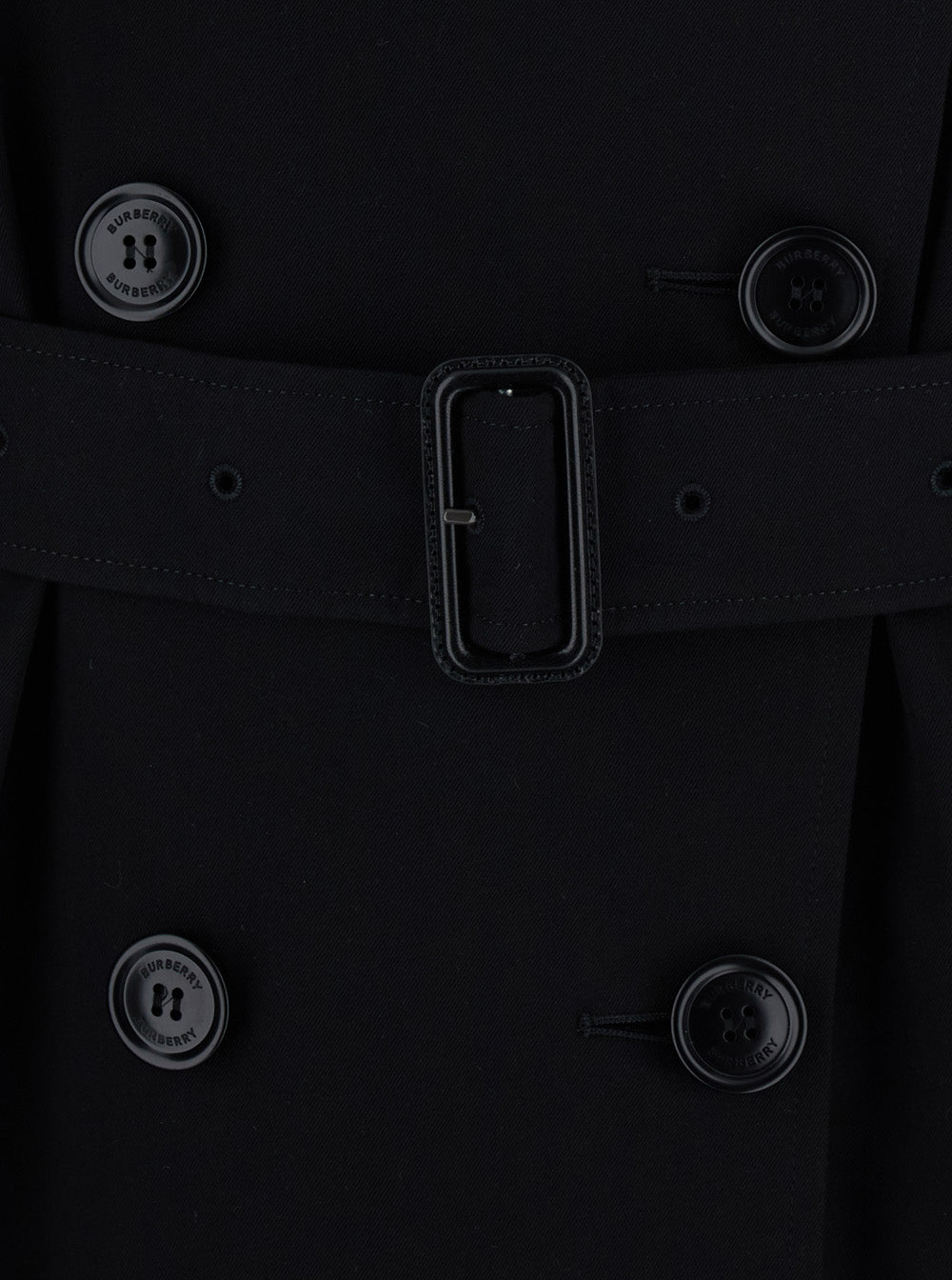 Burberry Women 'Kensington' Black Short Double-Breasted Trench Coat With Waist Belt In Cotton For Women