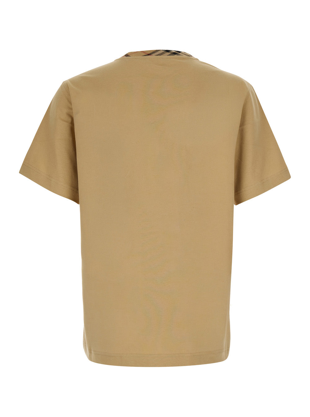 Burberry Men 'Ryan' Beige T-Shirt With Check Motif Collar In Cotton For Men