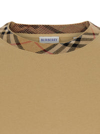 Burberry Men 'Ryan' Beige T-Shirt With Check Motif Collar In Cotton For Men