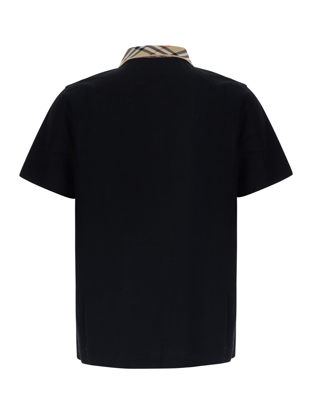 Burberry Men 'Evan' Black Polo Shirt With Check Motif Collar In Cotton For Men