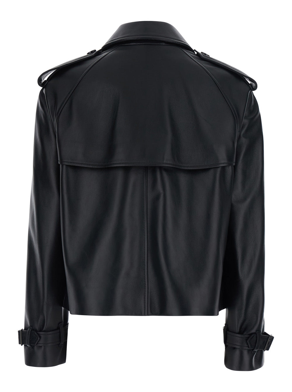 Burberry Women 'Mayfair' Black Jacket With Wide Collar And Cropped Design In Leather For Women