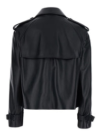 Burberry Women 'Mayfair' Black Jacket With Wide Collar And Cropped Design In Leather For Women