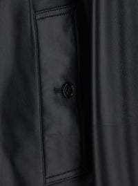 Burberry Women 'Mayfair' Black Jacket With Wide Collar And Cropped Design In Leather For Women