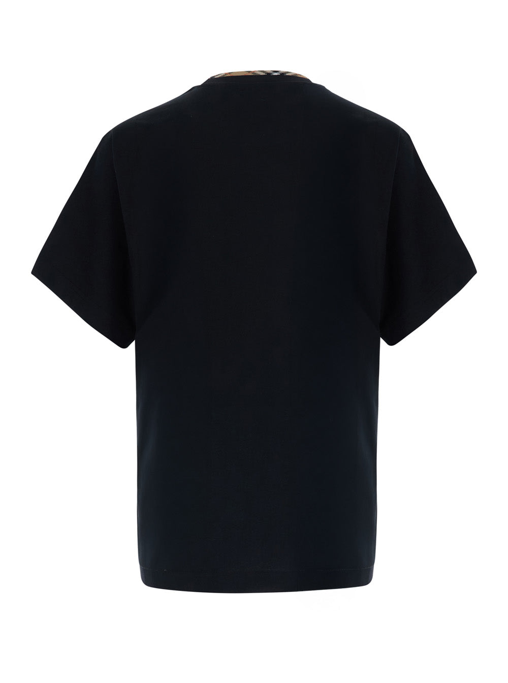 Burberry Men 'Ryan' Black Tshirt With Check Motif Details In Cotton For Men