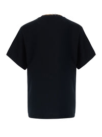 Burberry Men 'Ryan' Black Tshirt With Check Motif Details In Cotton For Men