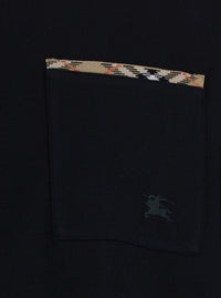 Burberry Men 'Ryan' Black Tshirt With Check Motif Details In Cotton For Men