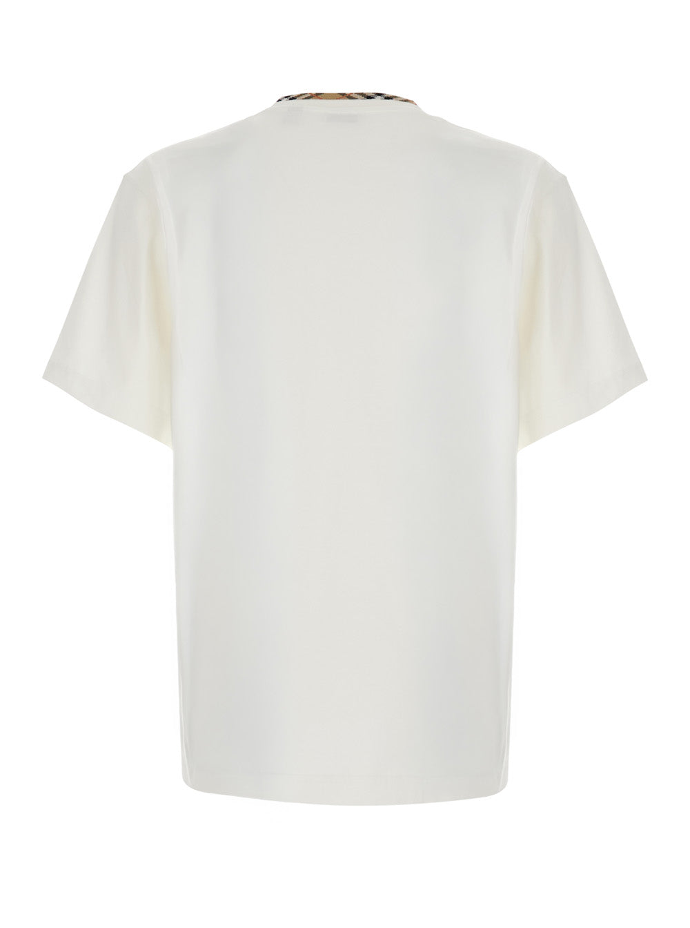 Burberry Men 'Ryan' White T-Shirt With Check Motif Details In Cotton For Men