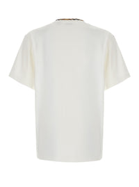 Burberry Men 'Ryan' White T-Shirt With Check Motif Details In Cotton For Men