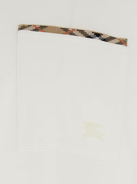 Burberry Men 'Ryan' White T-Shirt With Check Motif Details In Cotton For Men