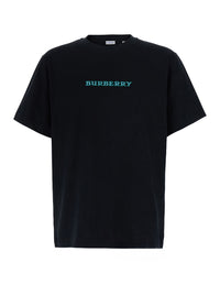 Burberry Men 'Ryan' Black Tshirt With Logo On The Front And Maxi Logo On The Back In Cotton For Men