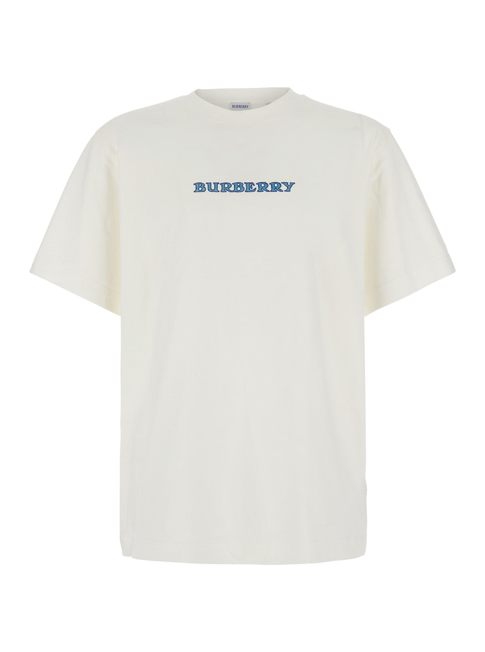 Burberry Men 'Ryan' White T-Shirt With Logo On The Front And Maxi Logo On The Back In Cotton For Men