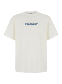 Burberry Men 'Ryan' White T-Shirt With Logo On The Front And Maxi Logo On The Back In Cotton For Men