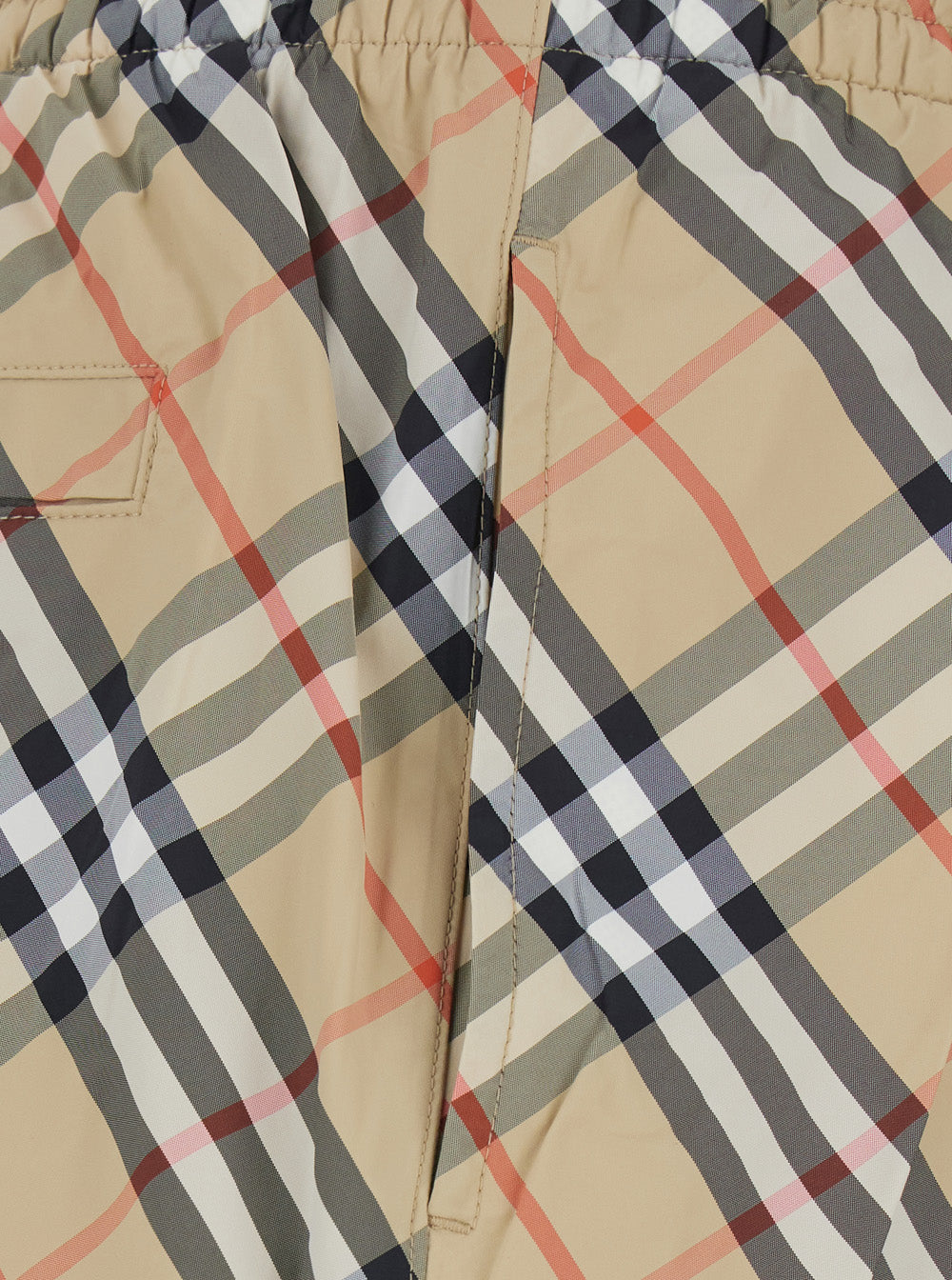 Burberry Men Beige Swim Shorts With Check Motif In Tech Fabric Men