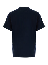 Burberry Men Blue T-Shirt With Ekd Logo Embroidered On The Front In Cotton For Men