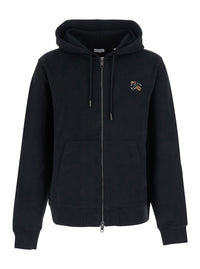 Burberry Men 'Scott' Black Hoodie With Fixed Hood And Logo Patch On The Front In Cotton For Men