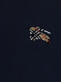 Burberry Men Blue T-Shirt With Ekd Logo Embroidered On The Front In Cotton For Men