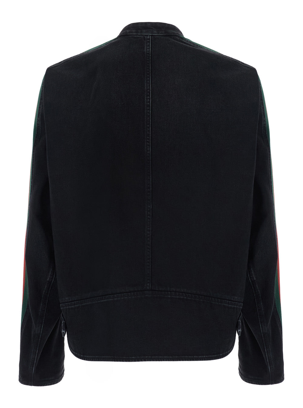 Gucci Men Black Jacket With Side Web Details In Cotton Denim For Men
