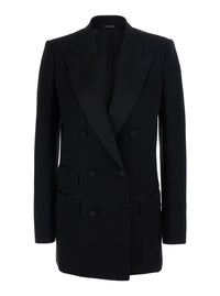 Tom Ford Women Light Virgin Wool Double Breasted Tuxedojacket