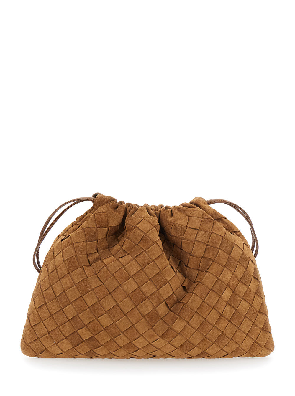 BOTTEGA VENETA Bottega Veneta Women Brown Shoulder Bag With Drawstring Closure And Intrecciato Motif In Suede For Women