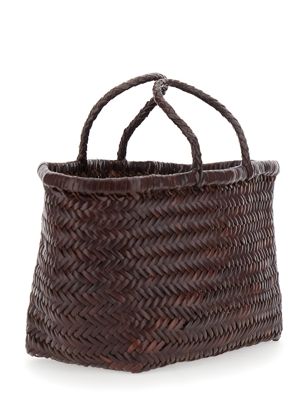 Dragon Diffusion Women 'Triple Jump' Brown Small Handbag With Woven Motif In Leather For Women