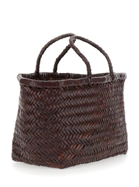 Dragon Diffusion Women 'Triple Jump' Brown Small Handbag With Woven Motif In Leather For Women