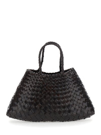 Dragon Diffusion Women 'Santa Croce' Brown Small Handbag With Woven Design In Leather For Women