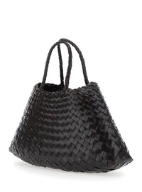 Dragon Diffusion Women 'Santa Croce' Brown Small Handbag With Woven Design In Leather For Women