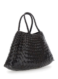 Dragon Diffusion Women 'Santa Croce' Brown Small Handbag With Woven Design In Leather For Women
